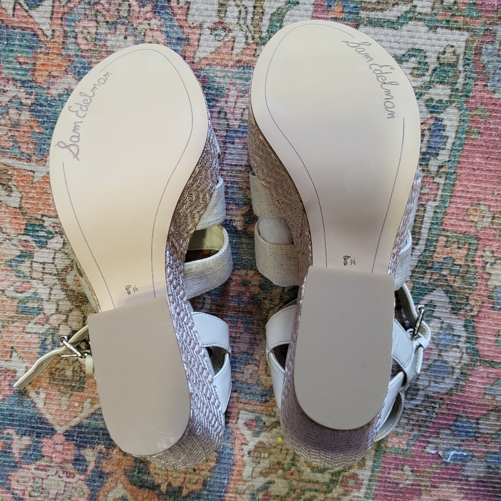 Sam Edelman Liora Strappy Platform Wedge Linen Summer Sandals Size 8.5 New w Box - Picture 6 of 8